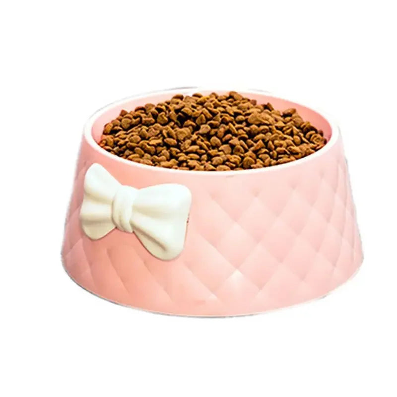 Single Plastic Pet Bowl with Bow Design