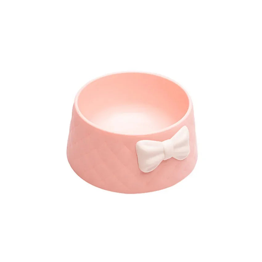 Single Plastic Pet Bowl with Bow Design